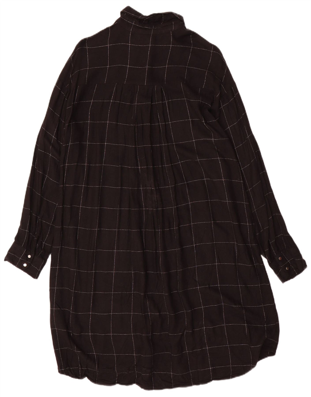 ZARA Robe chemise surdimensionnée pour femme UK 10 Petit carreaux noirs en viscose