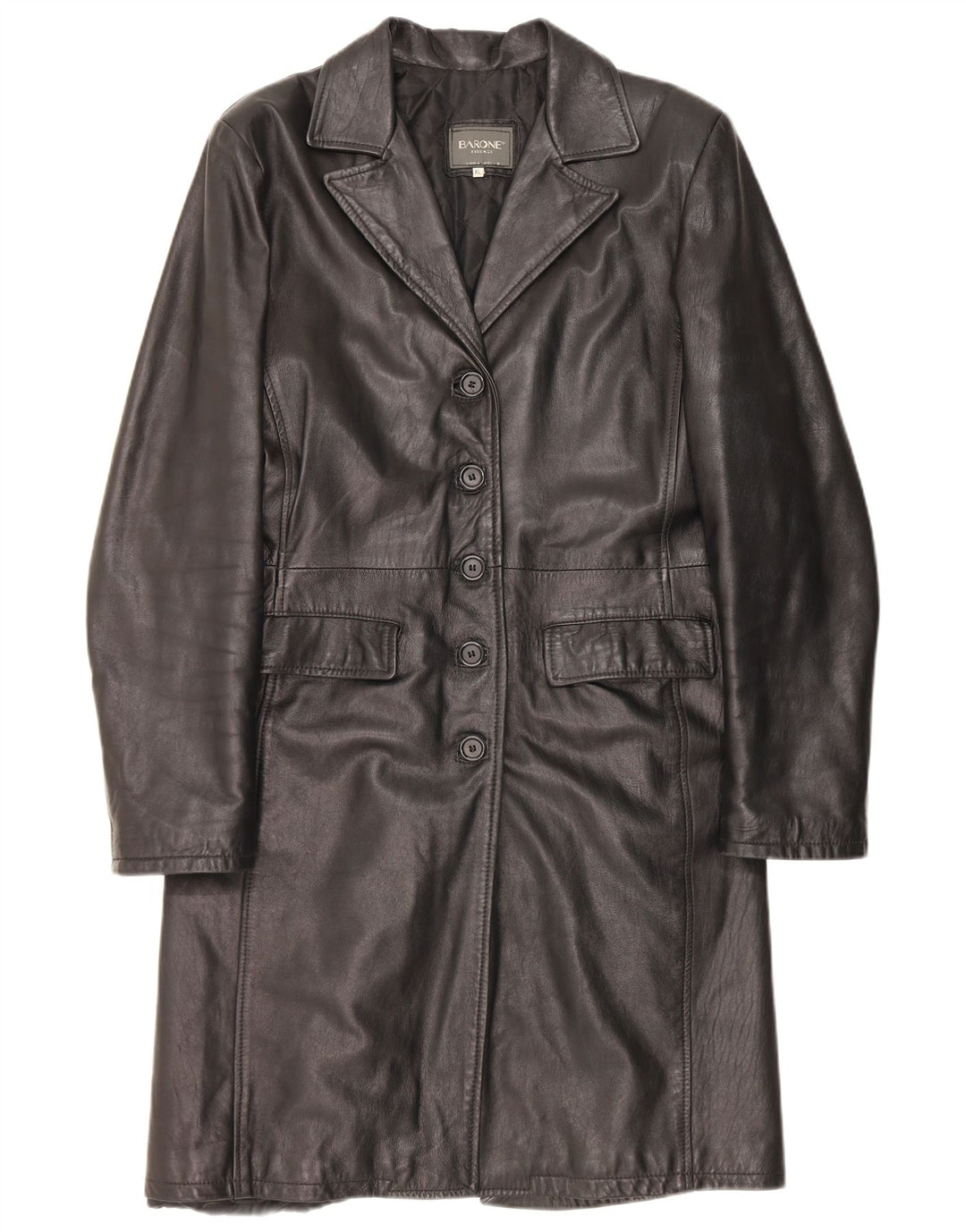 Barone Manteau en cuir pour femme UK 18 XL Cuir noir