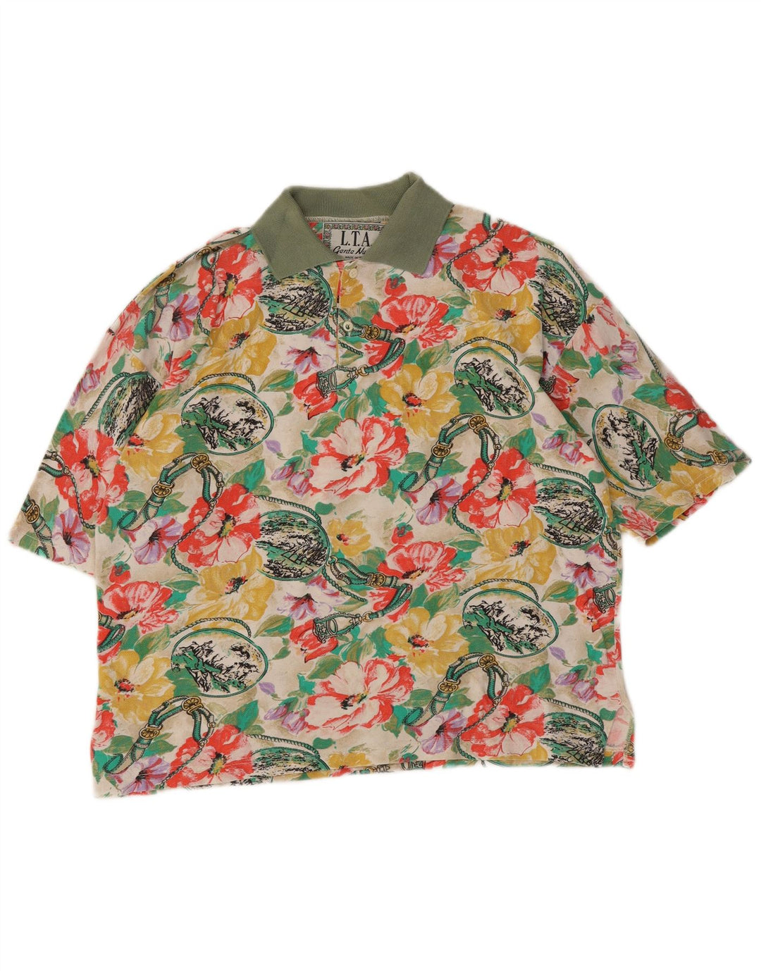Polo Homme Vintage Grand Floral Multicolore