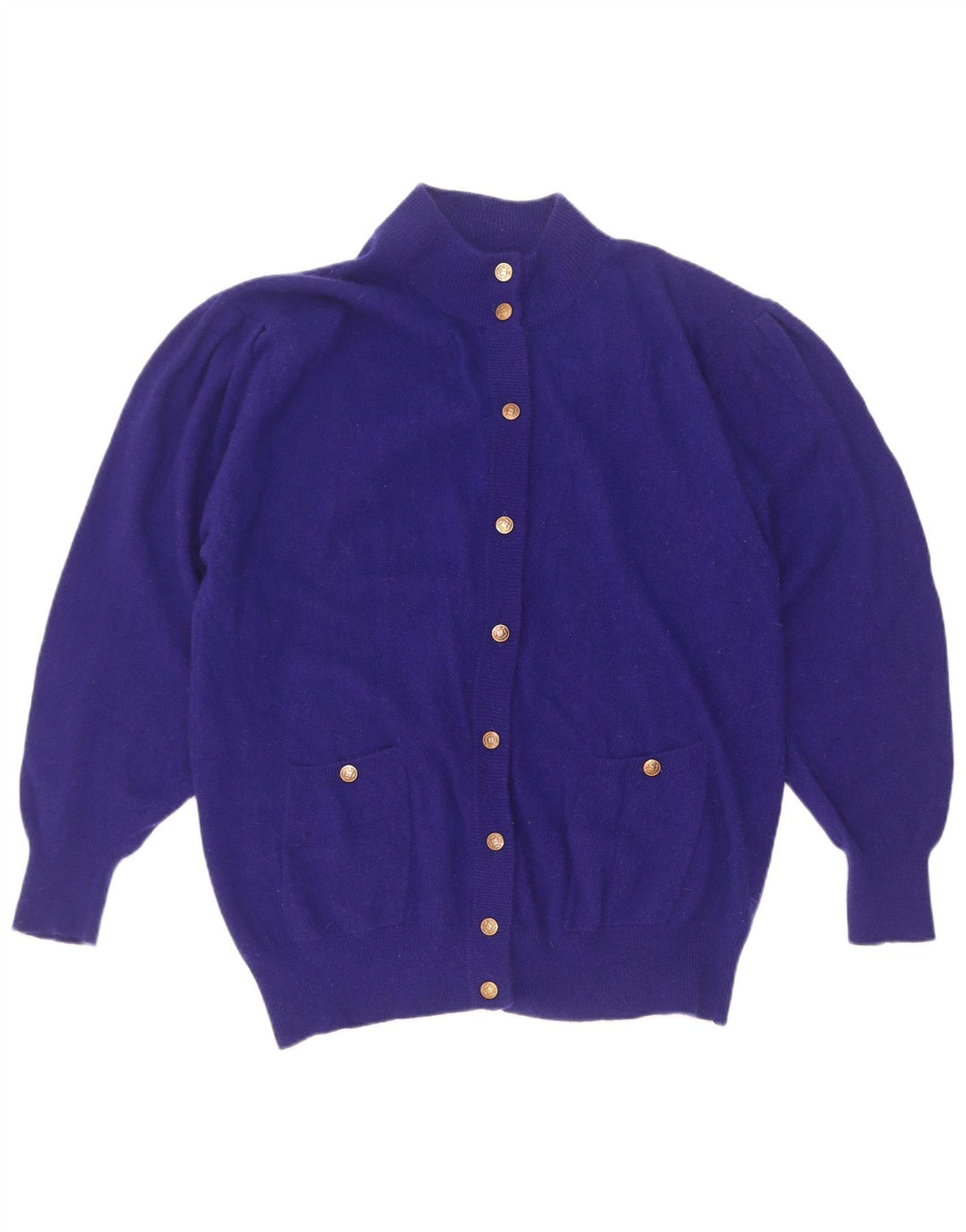 vintage Femme Cardigan Pull IT 46/48 Grande Laine Violette