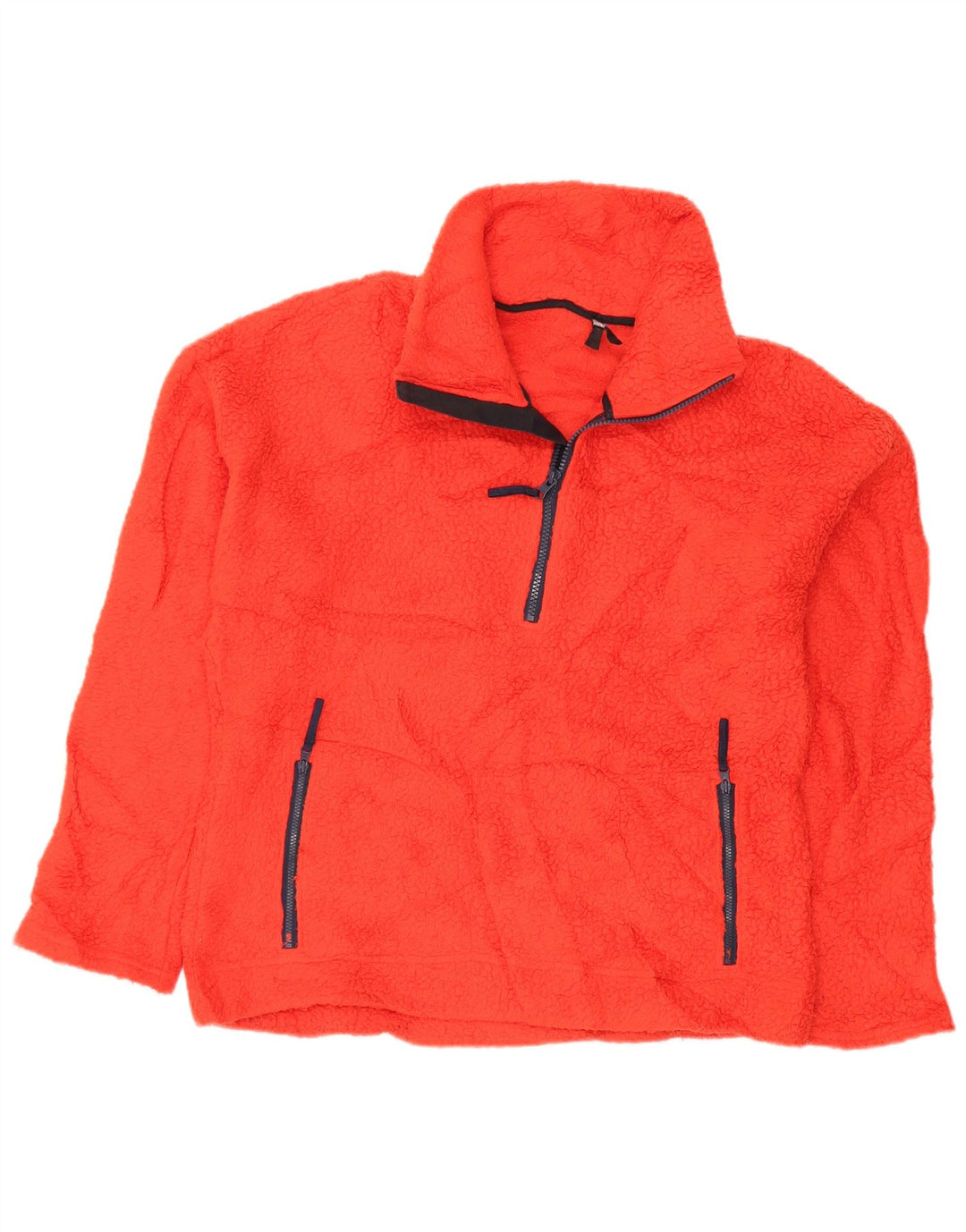 J. CREW Pull polaire à col zippé pour femme UK 14 Orange moyen Polyester
