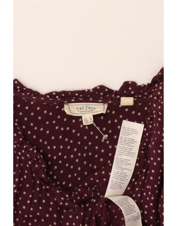 Fat Face Robe longue à manches longues pour femme UK 12 Bordeaux moyen à pois