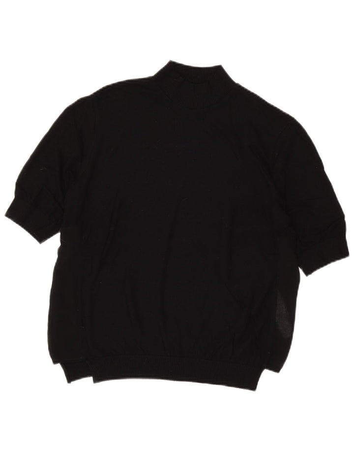 Zara Pull à manches courtes et col roulé pour femme UK 14 Noir moyen