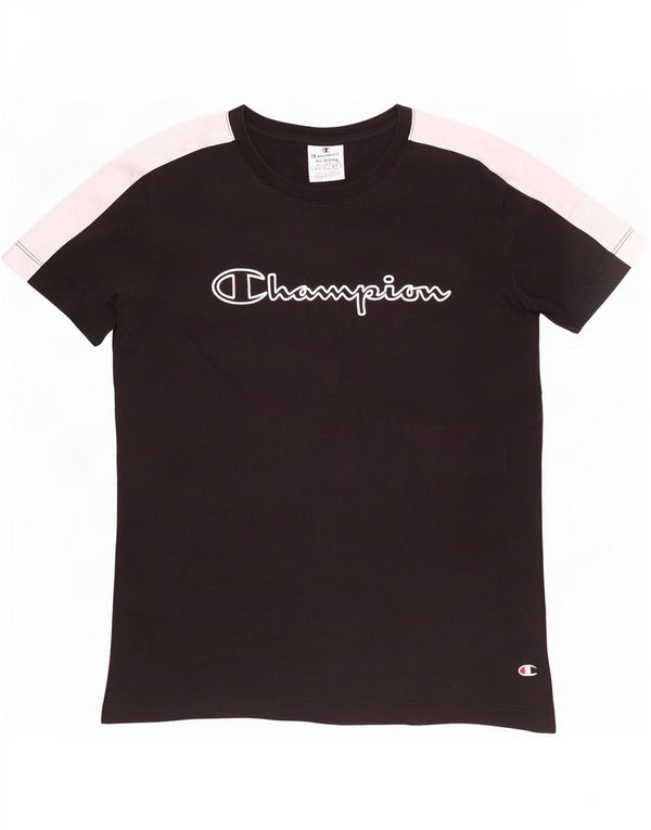Champion T-shirt graphique pour femme UK 12 Noir moyen Colourblock