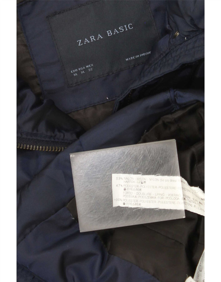 Zara Veste matelassée pour femme UK 18 XL Nylon bleu marine