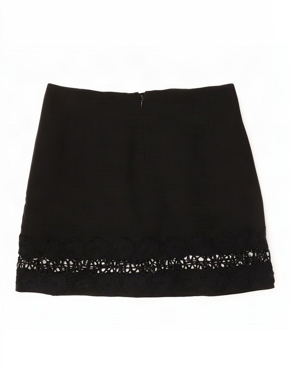 Topshop Mini jupe femme UK 12 Medium W30 Noir Floral Polyester