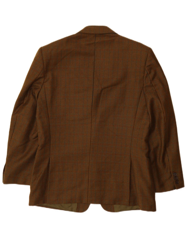 VINTAGE Veste Blazer 2 Boutons Homme UK 38 Pied-de-Poule Marron Moyen