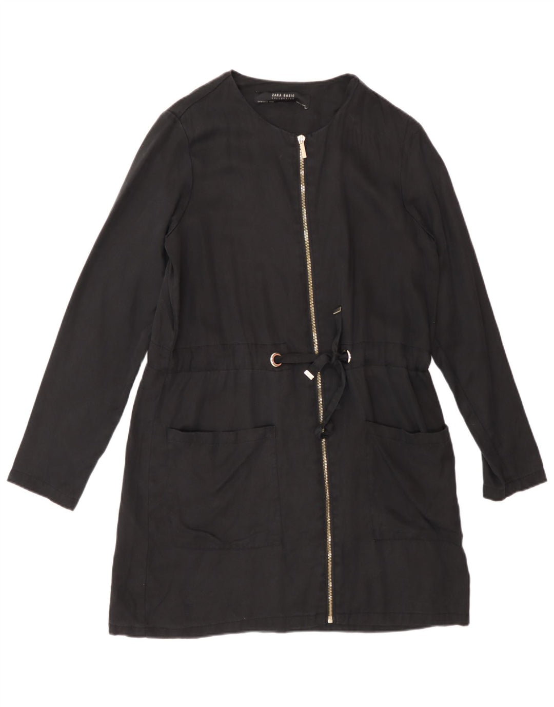 Zara Veste blazer zippée pour femme UK 6 XS Noir Lyocell