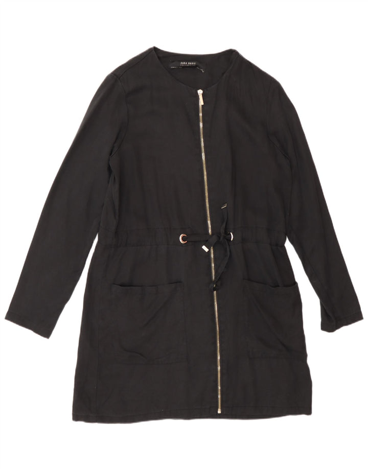 Zara Veste blazer zippée pour femme UK 6 XS Noir Lyocell