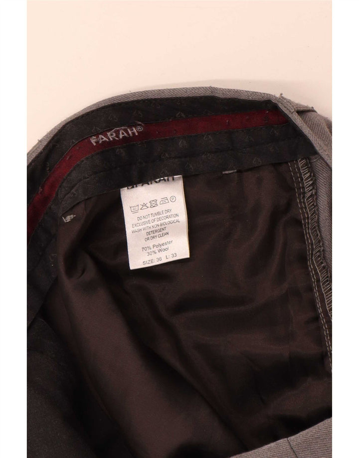 Farah Pantalon de Costume Droit Homme W36 L33 Gris Polyester
