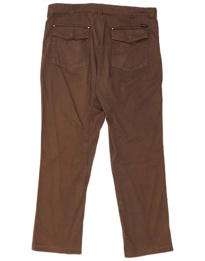 TRUSSARDI Pantalon Chino Droit Femme IT 52 2XL W36 L32 Marron Coton