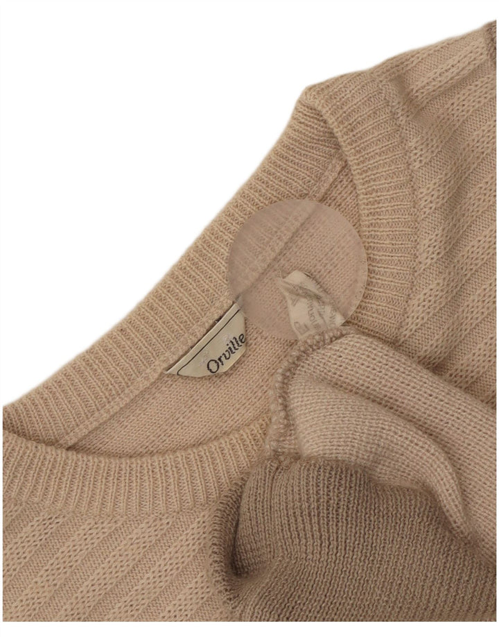 Orville Pull à col rond pour homme en laine color block beige moyen