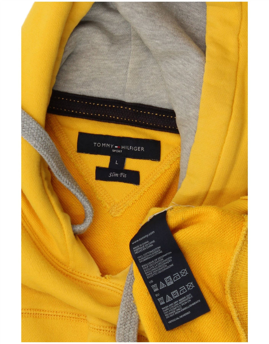 TOMMY HILFIGER Pull à capuche graphique coupe slim pour hommes, grand coton jaune