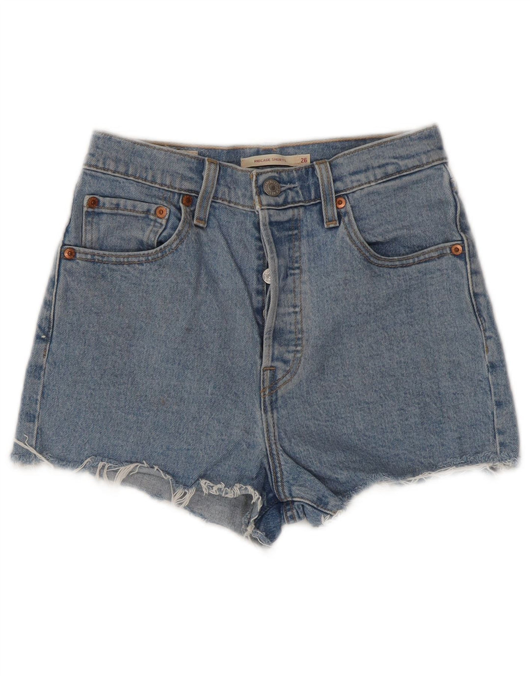 LEVI'S Short en jean taille haute Ribcage W26 pour femme en coton bleu petit