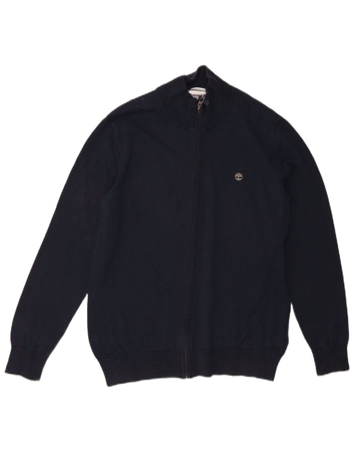 TIMBERLAND Mens Cardigan Sweater Medium Navy Blue Cotton