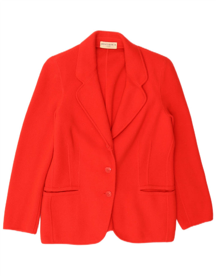 vintage Femme Tricot 2 Bouton Blazer Veste UK 14 Cachemire Rouge Moyen