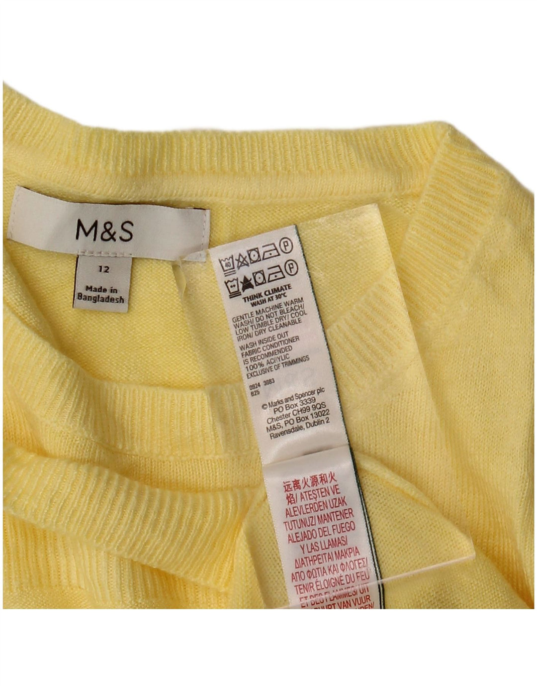 MARKS & SPENCER Pull à col rond pour femme UK 12 Jaune moyen