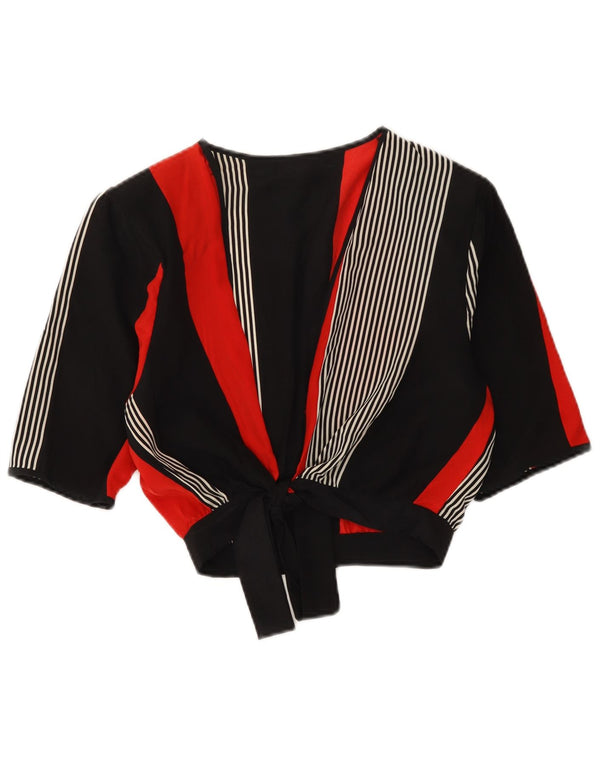 vintage Womens Crop Cardigan Top UK 12 Moyen Multicolore Rayé