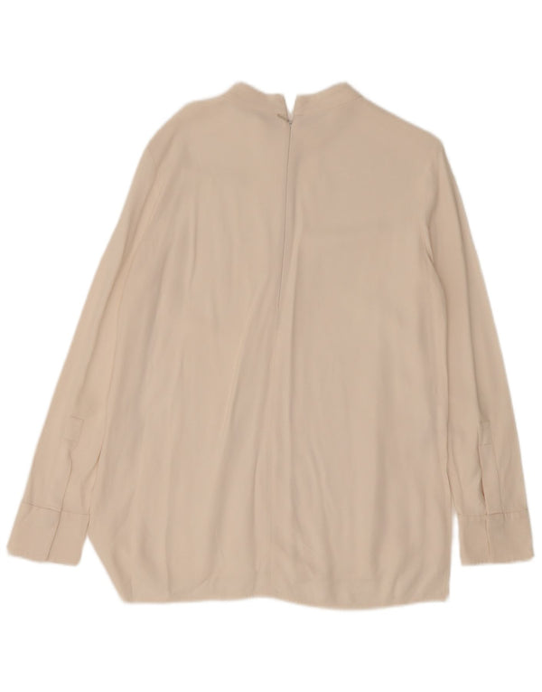Hugo Boss Femme Haut Chemisier à Manches Longues UK 12 Acétate Blanc Cassé Moyen