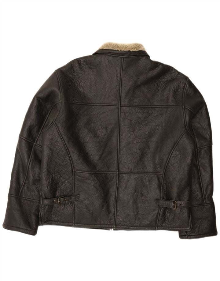 Firenze Veste en peau de mouton pour homme UK 42 XL Cuir noir