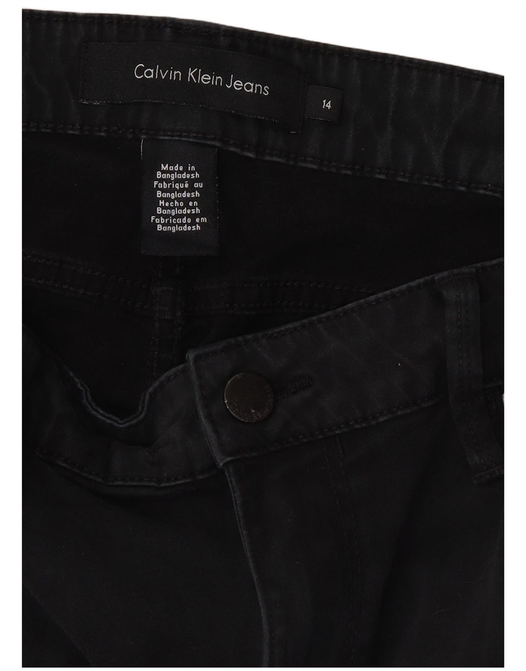 CALVIN KLEIN Jean Slim Femme US 14 XL W34 L32 Coton Noir