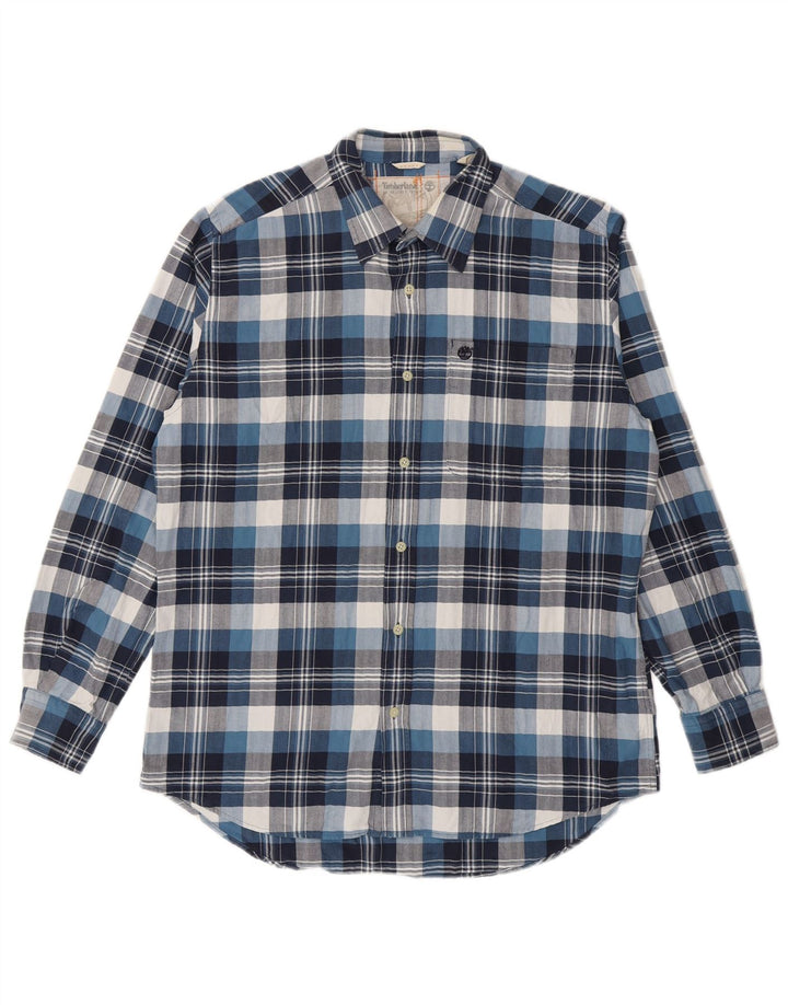 Timberland Chemise Flanelle Homme Bleu Moyen Carreaux Coton