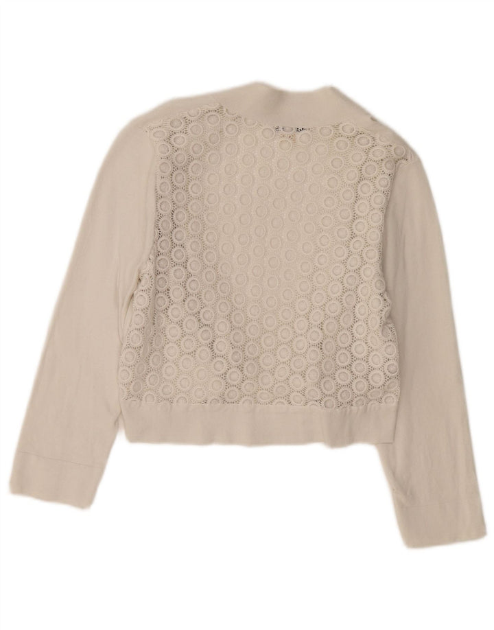 CALVIN KLEIN Cardigan à manches 3/4 pour femme UK 12 Medium Off White