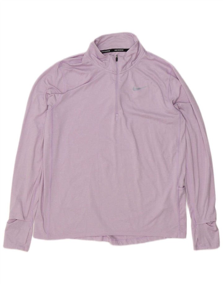 Nike Haut de survêtement Dri Fit à col zippé pour femme UK 14 Violet moyen