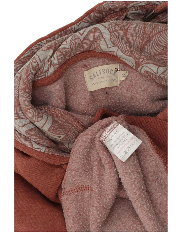 SALTROCK Pull à capuche graphique pour femme UK 12 en coton moucheté marron moyen