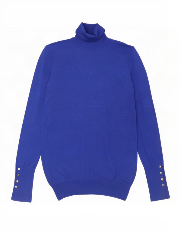 Zara Pull col roulé pour femme UK 10 Small Bleu Viscose