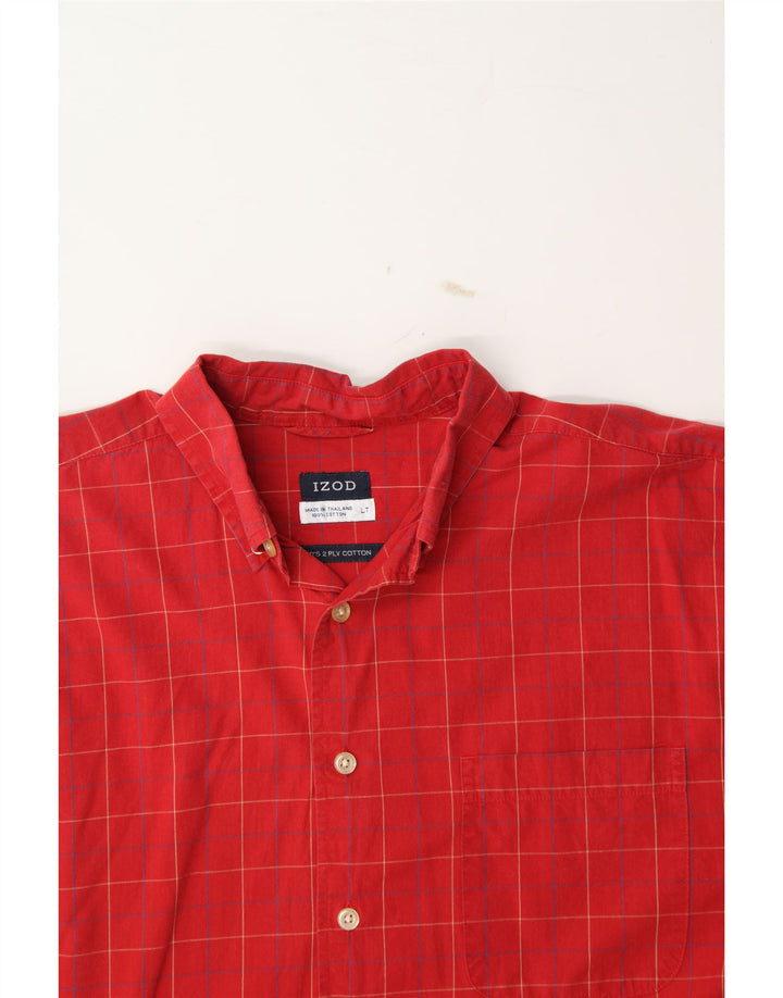 IZOD Mens Shirt Large Red Check Cotton 80s Vintage Izod and Second-Hand Izod from Messina Hembry 
