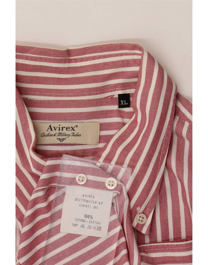 Avirex Chemise Homme XL Coton Rayé Rouge
