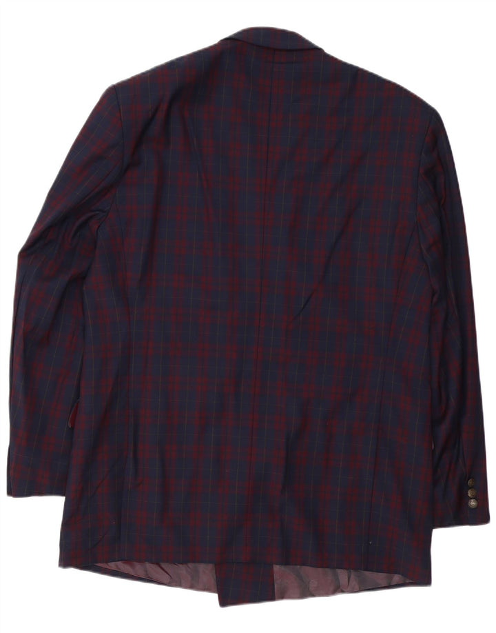 Policarpo Veste blazer double boutonnage pour homme UK 40 Grand carreaux bleu marine