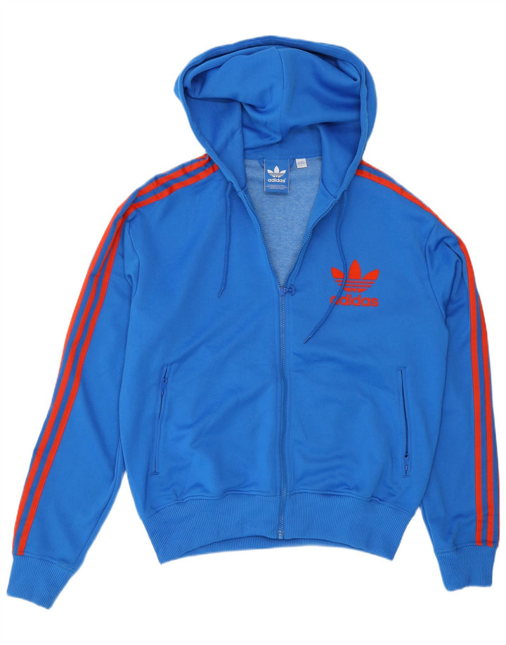 Adidas Pull à capuche zippé pour homme Grand Bleu Polyester