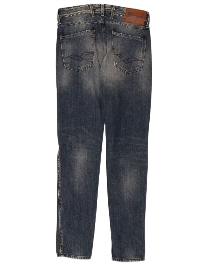 Replay Jean slim effet vieilli W29 L32 bleu marine en coton pour femme
