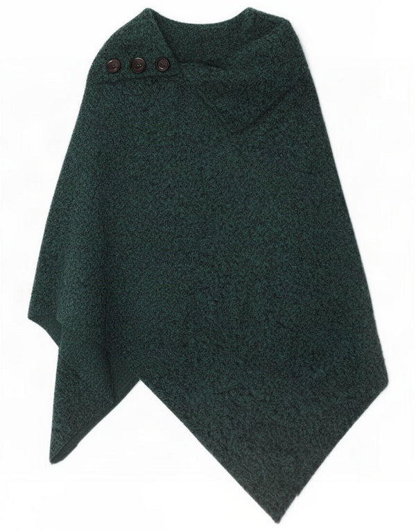 Vintage Womens Asymmetric Poncho Jumper One Size Green Flecked