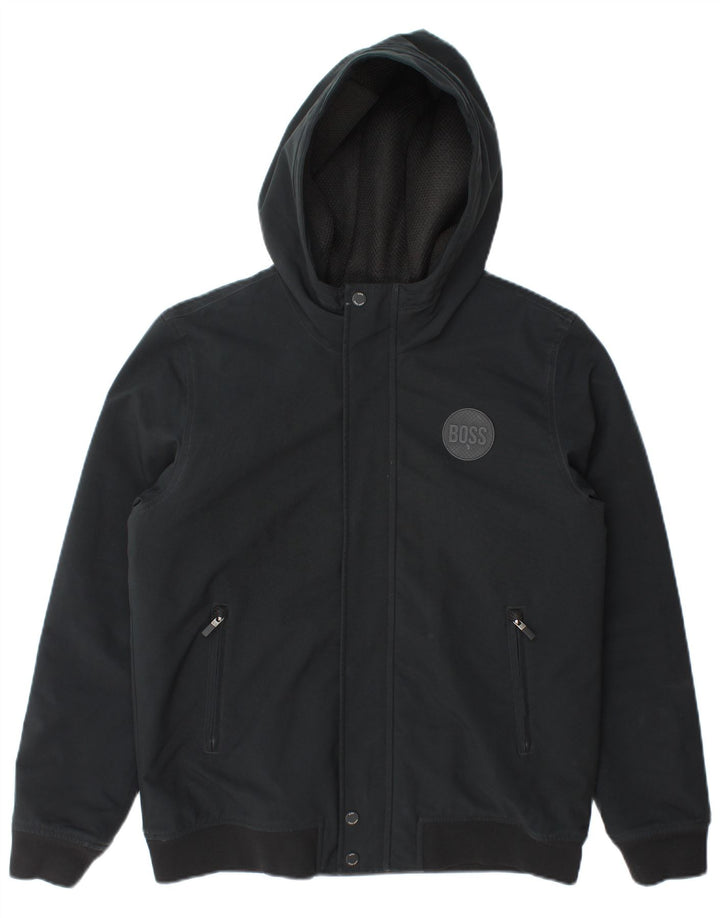 Hugo Boss Veste bomber à capuche pour garçon 13-14 ans Petit Noir Polyester