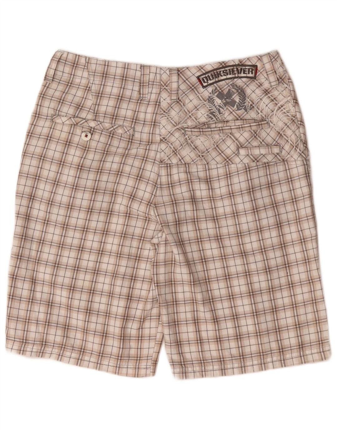 Quiksilver Short Chino Graphique Homme Moyen W32 Beige à Carreaux Polyester