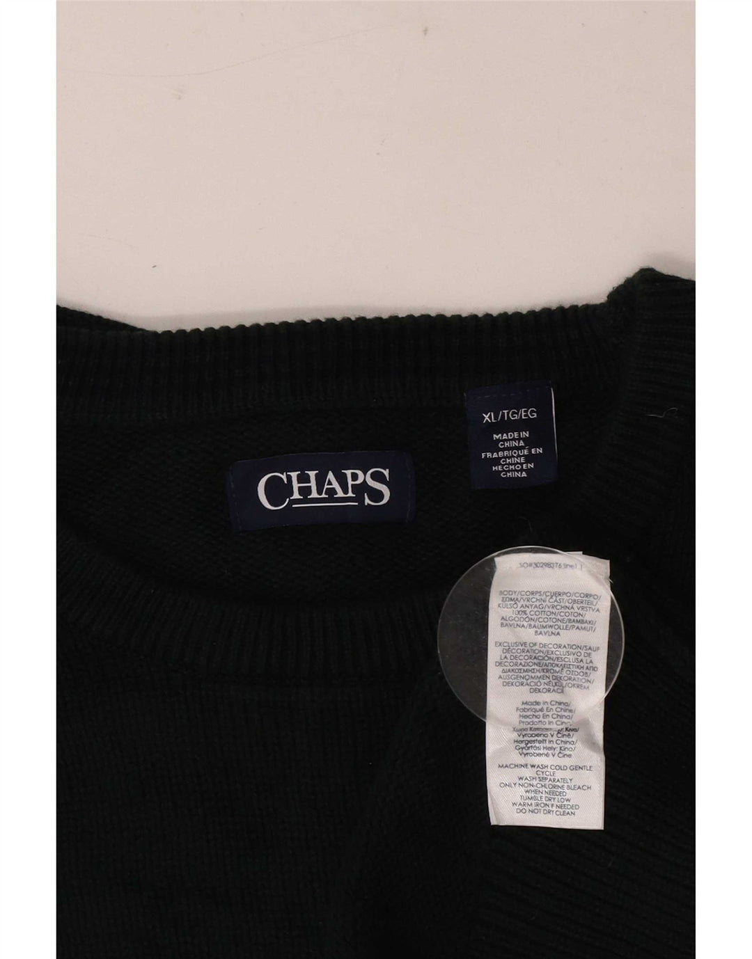 Chaps Pull col rond homme XL vert coton