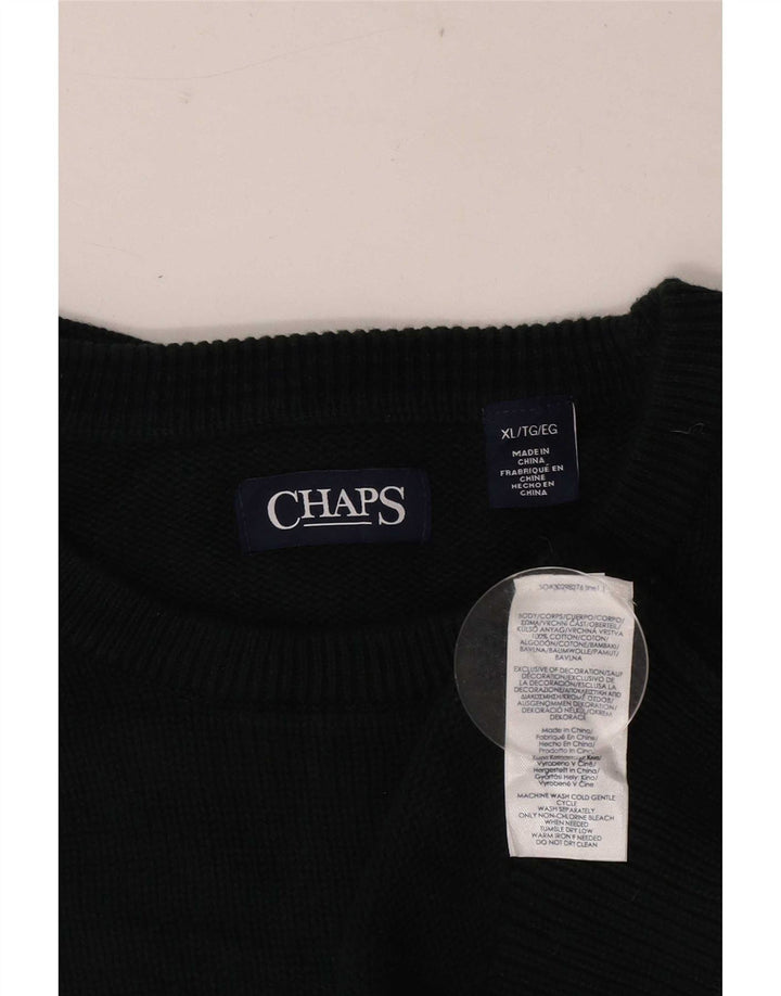 Chaps Pull col rond homme XL vert coton