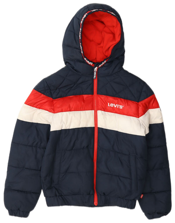 Levi's Veste matelassée à capuche graphique pour garçon 11-12 ans Bleu marine colour block