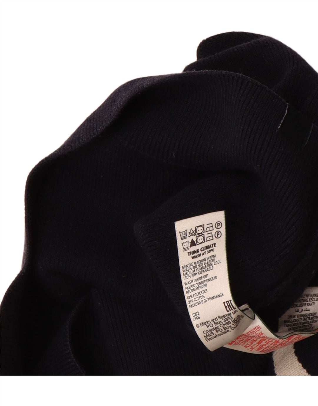 Marks & Spencer Pull à col zippé pour homme Large Bleu marine rayé