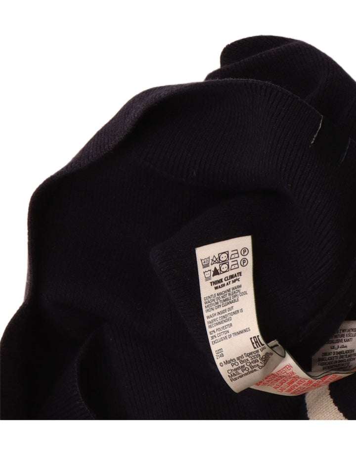 Marks & Spencer Pull à col zippé pour homme Large Bleu marine rayé