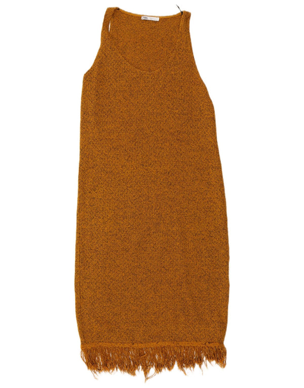 Zara Robe pull sans manches pour femme UK 10 Petit Marron Moucheté