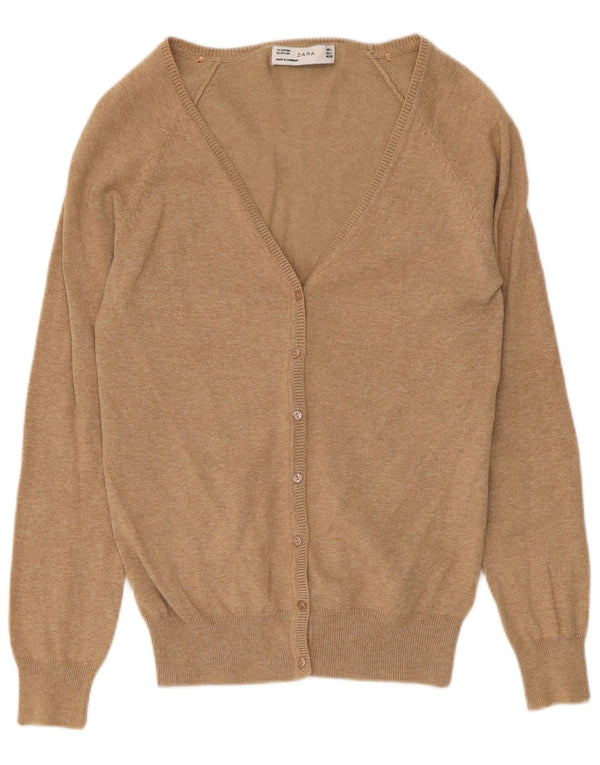 Zara Cardigan Femme Pull UK 16 Grand Coton Beige