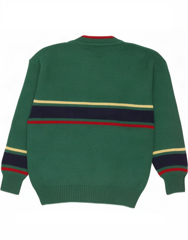 Malagrida Cardigan graphique pour homme en laine mérinos color block grand vert