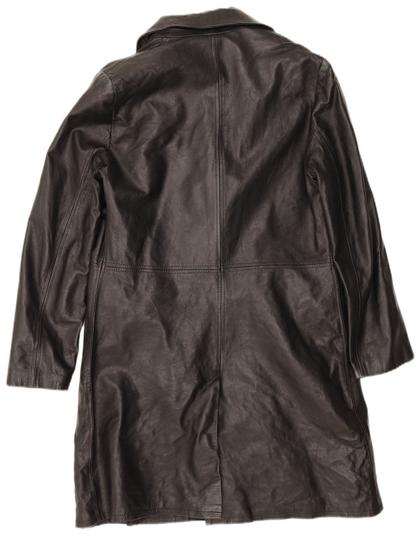 Lavorazione Artigianale Manteau en cuir pour femme UK 14 Cuir noir moyen