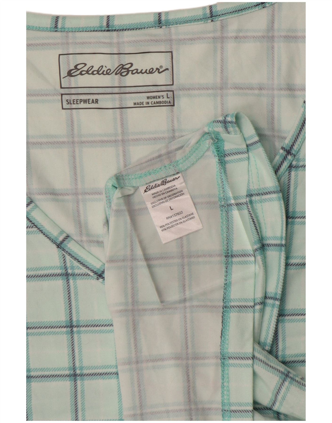 EDDIE BAUER Débardeur Femme UK 16 Grand Carreau Bleu Polyester
