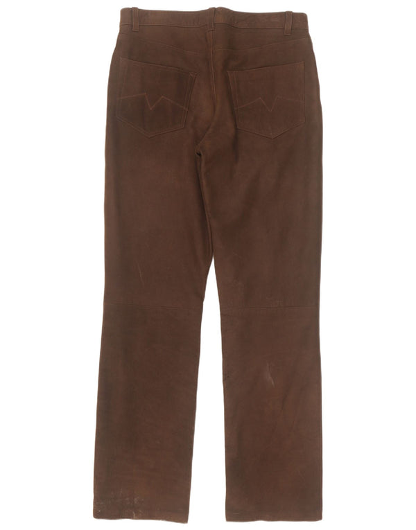 Spieth & Wensky Pantalon droit en cuir pour homme EU 48 Medium W32 L33 Marron