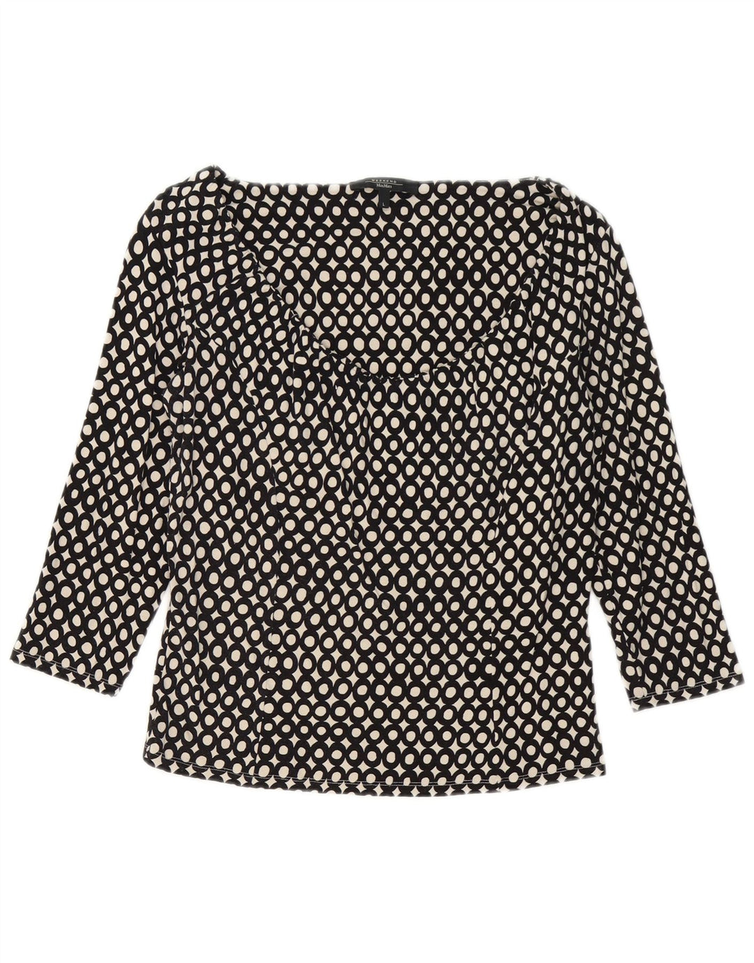 Max Mara Haut de week-end pour femme à manches 3/4 UK 14 Large Noir Géométrique Viscose